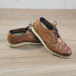 J Murphy Mens 11M Wingtip Brogue Oxford Lace Up Leather Shoes Tan